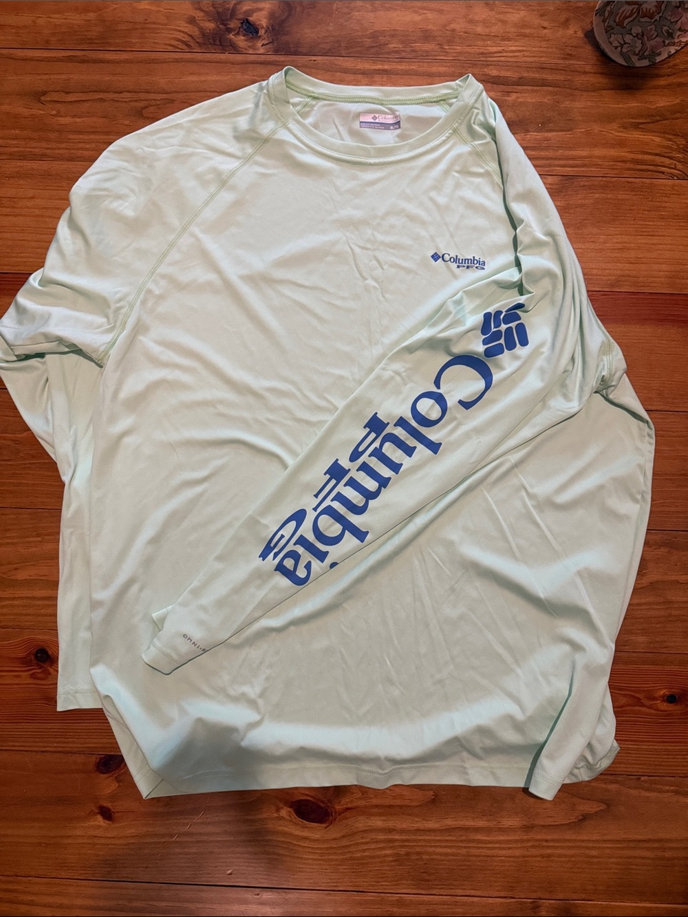 Sz XL Columbia Men's Long-Sleeve Logo Performance Shirt - Lime Sherbet Green
